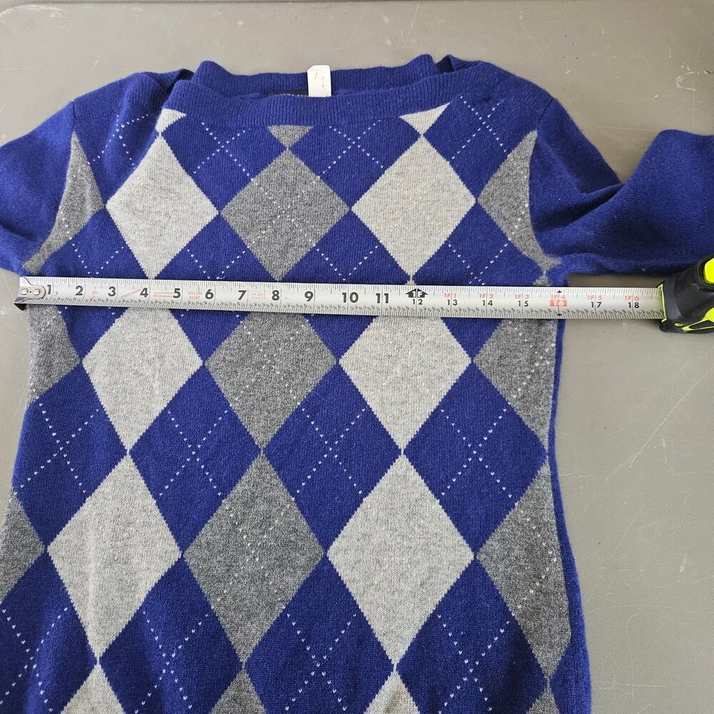 Banana Republic Blue Cashmere Argyle Preppy Sweater Size Small - Picture 4 of 7